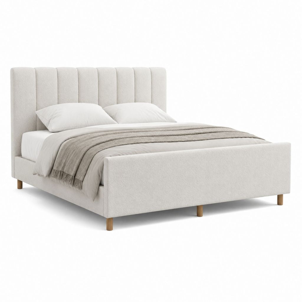 Polsterbett Doppelbett Cremeweiß Polyester Rechteckig 160 x 200 cm