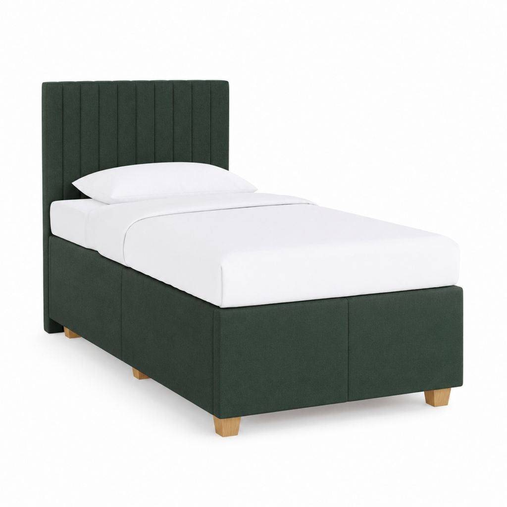 Polsterbett Einzelbett Dunkelgrün Polyester-Samt 90 x 200 cm