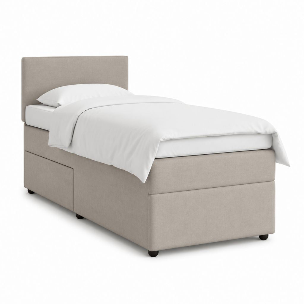 Polsterbett Einzelbett Hellgrau Polyester Rechteckig mit Bettkasten 90 x 200 cm