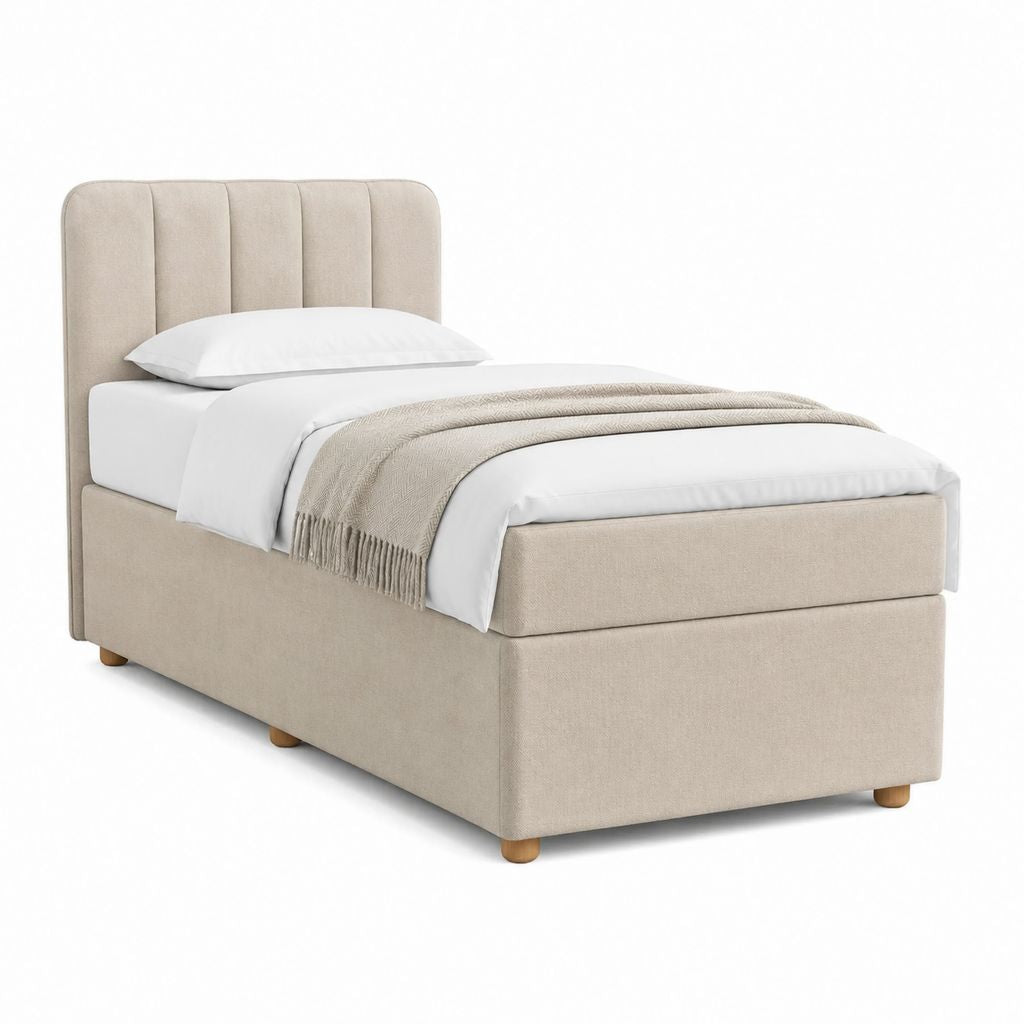 Polsterbett Bettgestell Beige Polyester rechteckig 90 x 200 cm