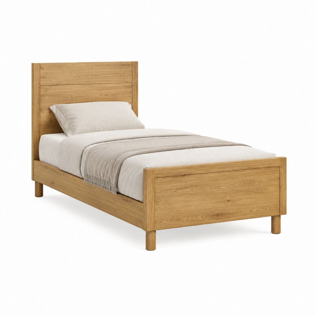 Einzelbett Bettgestell Natur Eichenholz rechteckig 90 x 200 cm