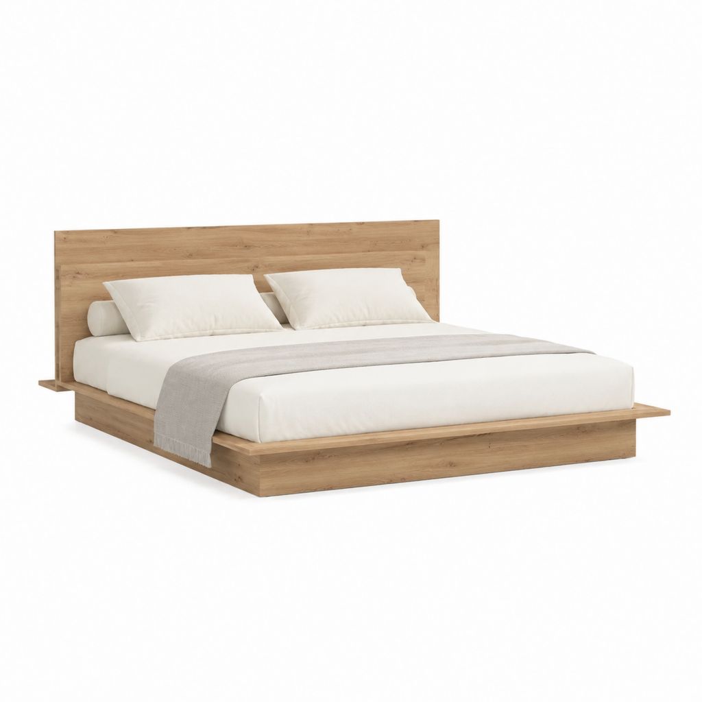 Doppelbett Bettgestell Eichefarben Spanplatte rechteckig für Matratze 180 x 200 cm