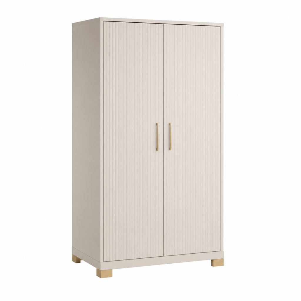 Kleiderschrank mit 2 Türen in Creme aus MDF 90 x 50 x 180 cm