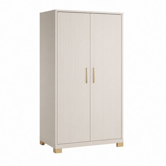 Kleiderschrank mit 2 Türen in Creme aus MDF 90 x 50 x 180 cm