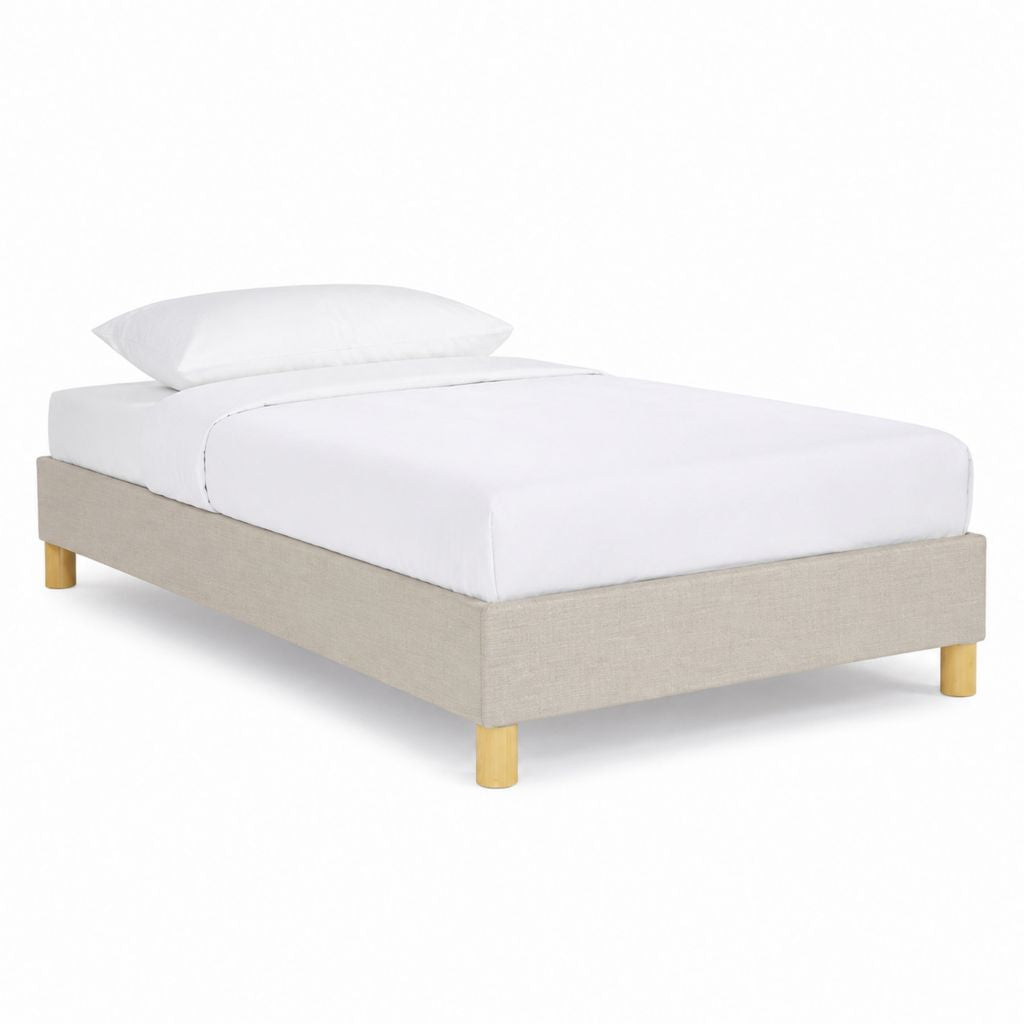 Polsterbett Bettgestell Beige Polyester Rechteckig 90 x 200 cm