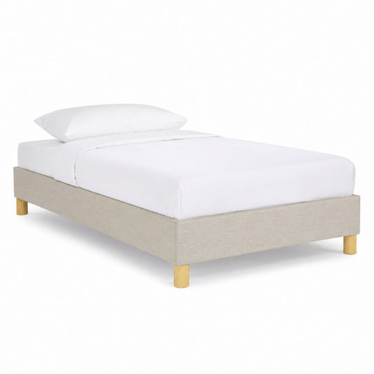 Polsterbett Bettgestell Beige Polyester Rechteckig 90 x 200 cm