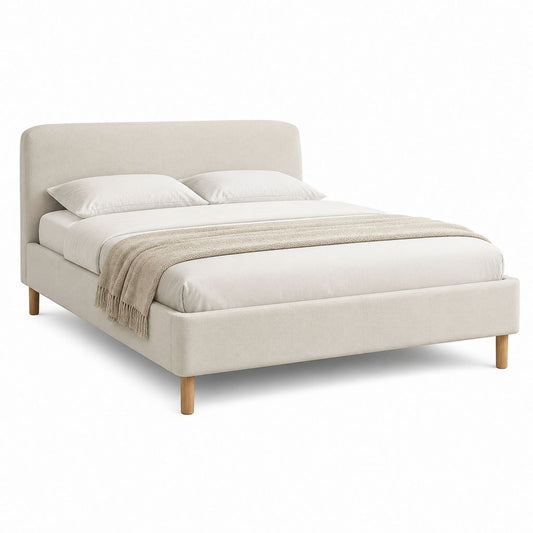 Polsterbett Doppelbett Creme Polyester Rechteckig 160 x 200 cm