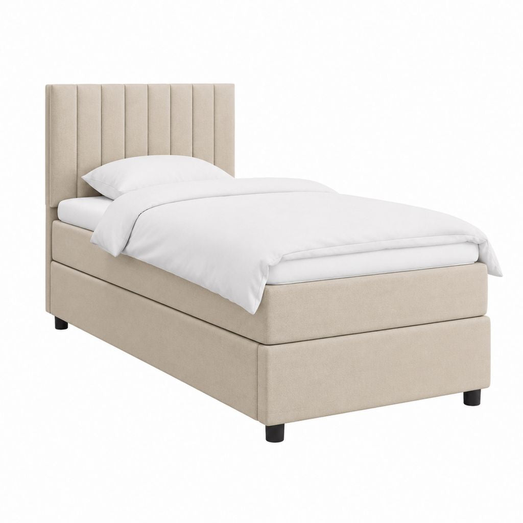Polsterbett Einzelbett Beige Polyester Rechteckig Liegefläche 90 x 200 cm