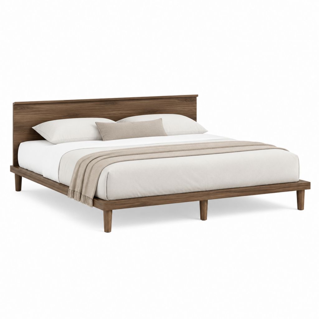 Doppelbett Bettgestell walnussbraun aus MDF rechteckig für 180 x 200 cm Matratze Außenmaß 196 x 216 x 100 cm