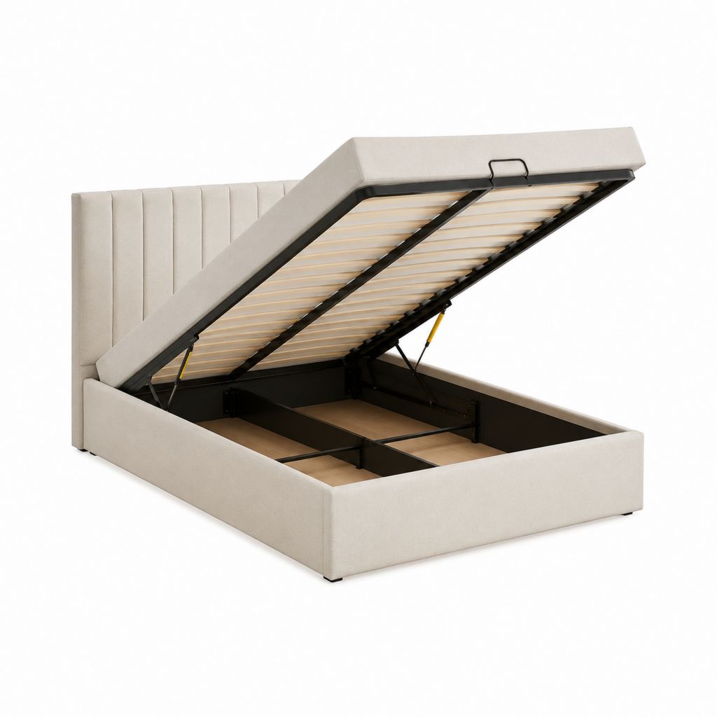 Polsterbett mit Bettkasten Beige Polyester-Samt 160 x 200 cm